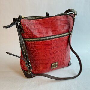 Dooney & Bourke Small Red Alligator Leather Shoulder Bag with red interior